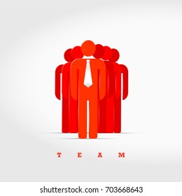 Red Business Team 3D Vector Icon. The Leader is ahead in the Tie.
