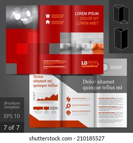 Red business vector brochure template design with geometric elements