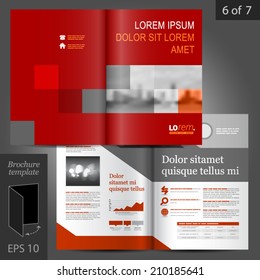 Red business vector brochure template design with geometric elements