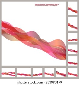 Red business wave background, flyer, brochure design template set 