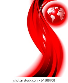 Red business world map wave background. Vector design illustration. Eps10