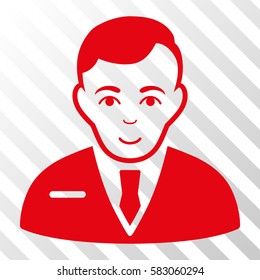 Red Businessman toolbar icon. Vector pictogram style is a flat symbol on diagonally hatched transparent background.