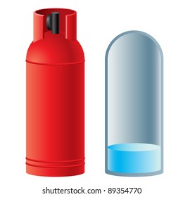Red butane gas cylinder. Illustration on white background