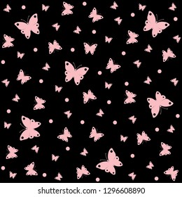 Red butterflies pattern on black background