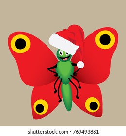 red butterfly and caps - vector illustrator