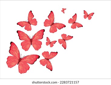 red butterfly hand drawn design vector
