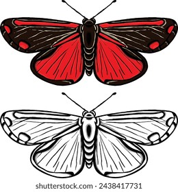 Red butterfly illustration. Perfect for art, t-shirts, cards, prints, picture books, coloring books, wallpapers, prints, etc.