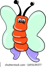 Mariposa roja, ilustración, vector sobre fondo blanco