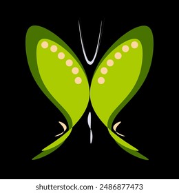 Red butterfly isolated on black background top view.  Educational games for children.