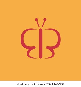 red butterfly logo isolated on yellow background