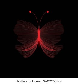 a red butterfly on black background