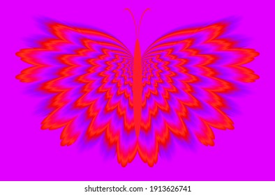 Red butterfly. Optical expansion illusion.