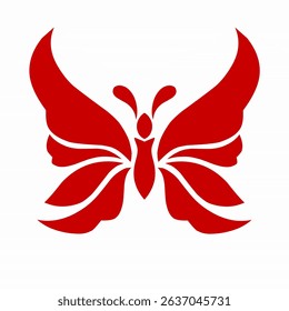 Red Butterfly Silhouette Logo Design with Elegant Wing Patterns