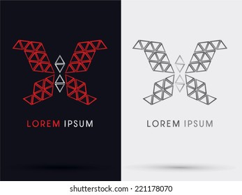 Red Butterfly  triangle abstract logo, symbol, icon,graphic,vector.