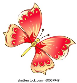Red butterfly vector illustration.