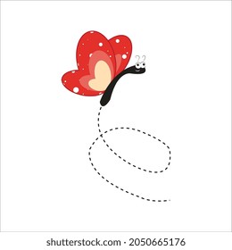 red butterfly vector illustration on white background