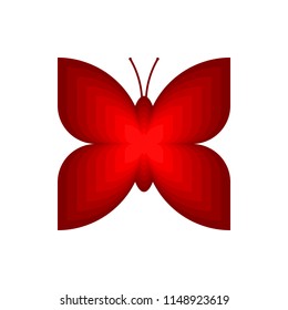 Red butterfly vector on white background.