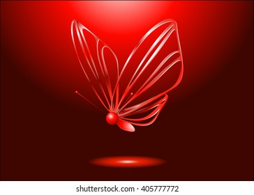 Red butterfly,3D,illustration,vector