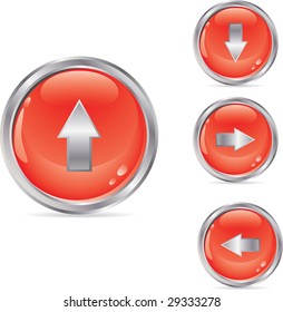 red button with an arrow