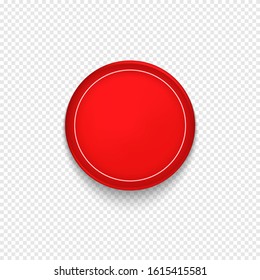 Red button, badge or banner. Vector illustration on transparent background