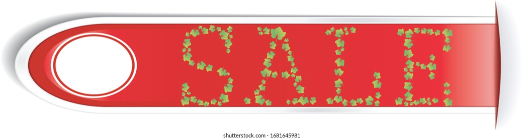 Red button banner of colorful sales.Vector illustration.
