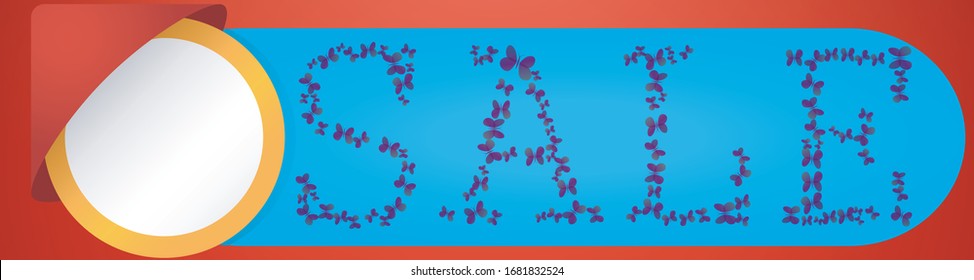 Red button banner of colorful sales.Vector illustration.
