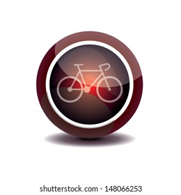 red button with bicycle.  vector illustration
