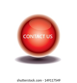 red button contact us icon. vector illustration