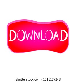 Red button download the original font for web design isolated on a white background.