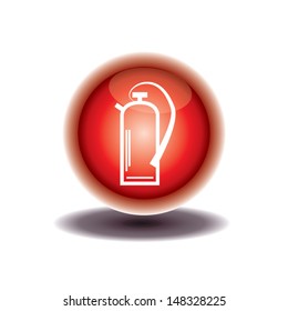 red button fire extinguisher. vector illustration.