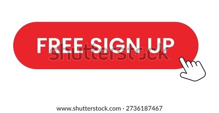 Red button with 'free sign up' text, visually indicating a clickable action for online registration.