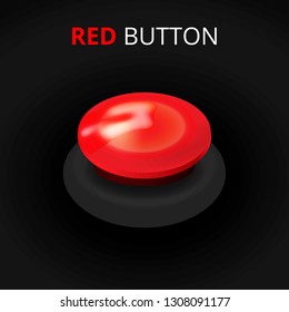 Red Button. Hand press. Realistic Style.