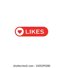 Red button with heart and text like in the middle and white background