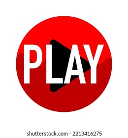 Icono de botón rojo para reproducir el juego de películas de música y el programa de televisión