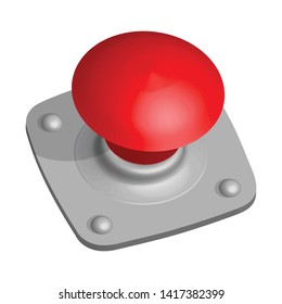 red button isometric, isolated on white background 