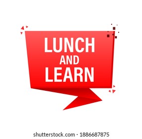Red button with red lunch and learn. Vector illustration.