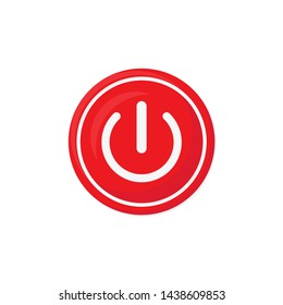 red button on off in flat with shadow