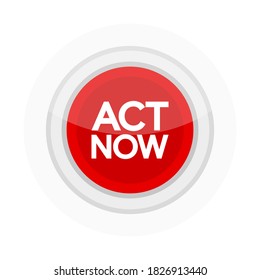 Red button on white backdrop. Call business icon. Vector web button. Vector illustration.