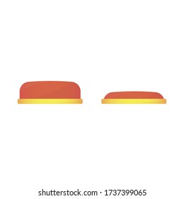 Red button on a white background