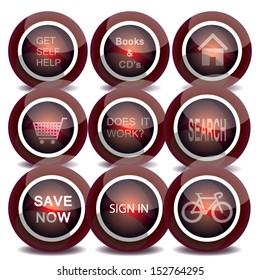 red button set. business design. vector illustration