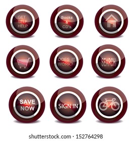 red button set. business design. vector illustration