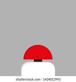 Red button with shadow on grey background. Vector flat design