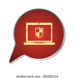 Red button with shadow. Vector icon