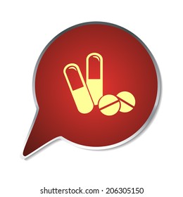 Red button with shadow. Vector icon