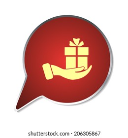 Red button with shadow. Vector icon