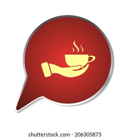 Red button with shadow. Vector icon