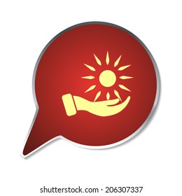 Red button with shadow. Vector icon