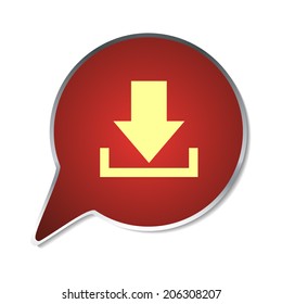 Red button with shadow. Vector icon