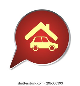 Red button with shadow. Vector icon
