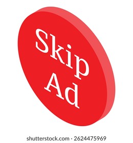 Botão vermelho mostrando a opção ignorar anúncio para visitantes do site desfrutando de conteúdo on-line